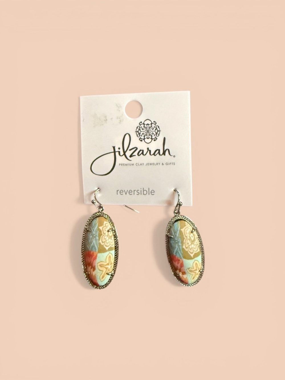 Jilzarah Multicolor Reversible Oval Drop Earrings
